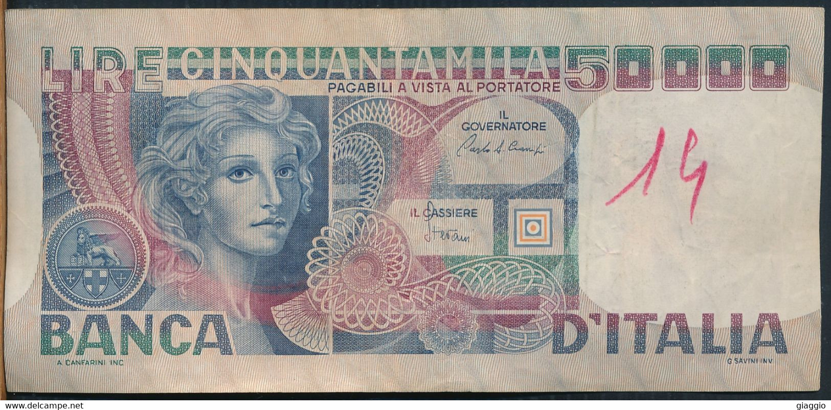 °°° ITALIA - 50000 LIRE VOLTO DI DONNA 11/04/1980 SERIE RA °°° - 50000 Lire