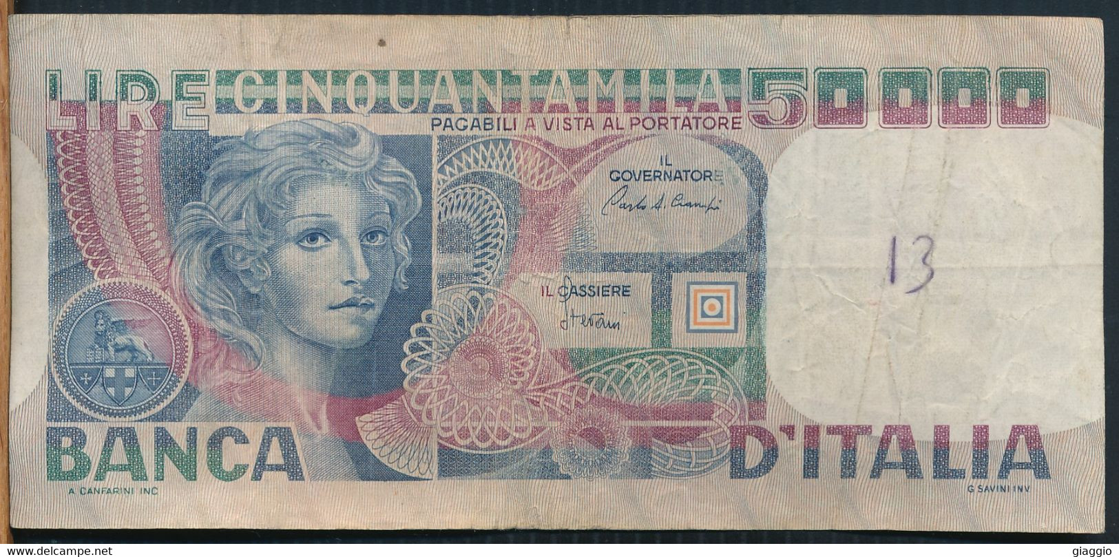 °°° ITALIA - 50000 LIRE VOLTO DI DONNA 11/04/1980 SERIE NB °°° - 50000 Lire