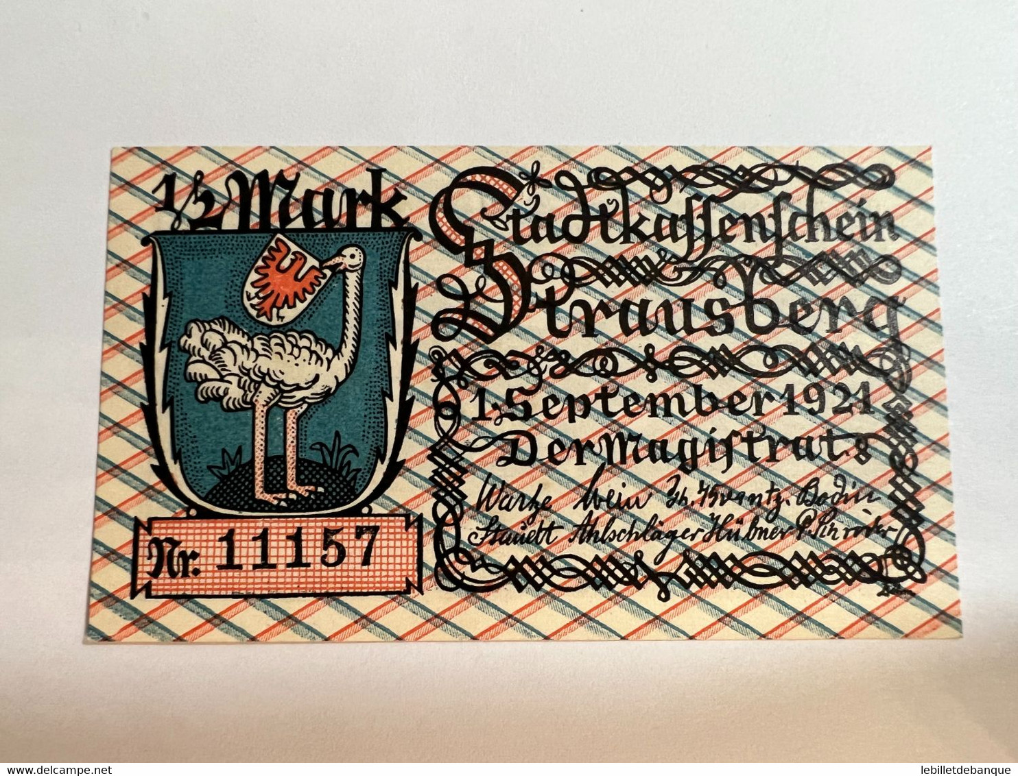 Allemagne Notgeld Strausberg 1/2 Mark - Colecciones