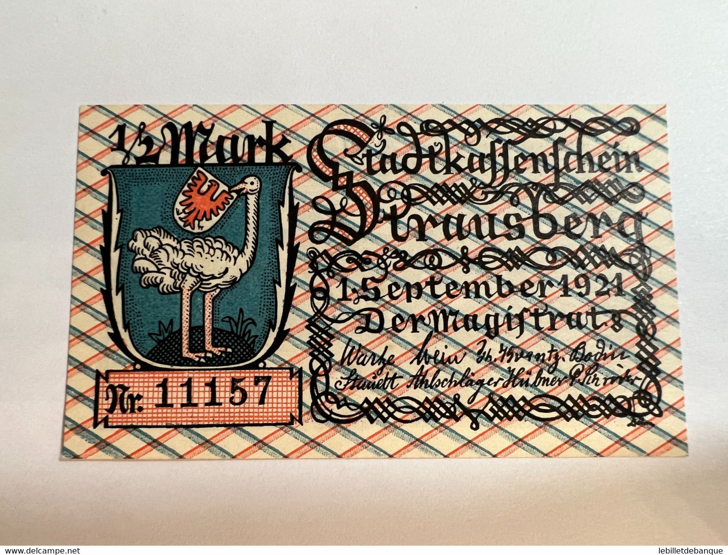 Allemagne Notgeld Strausberg 1/2 Mark - Collections