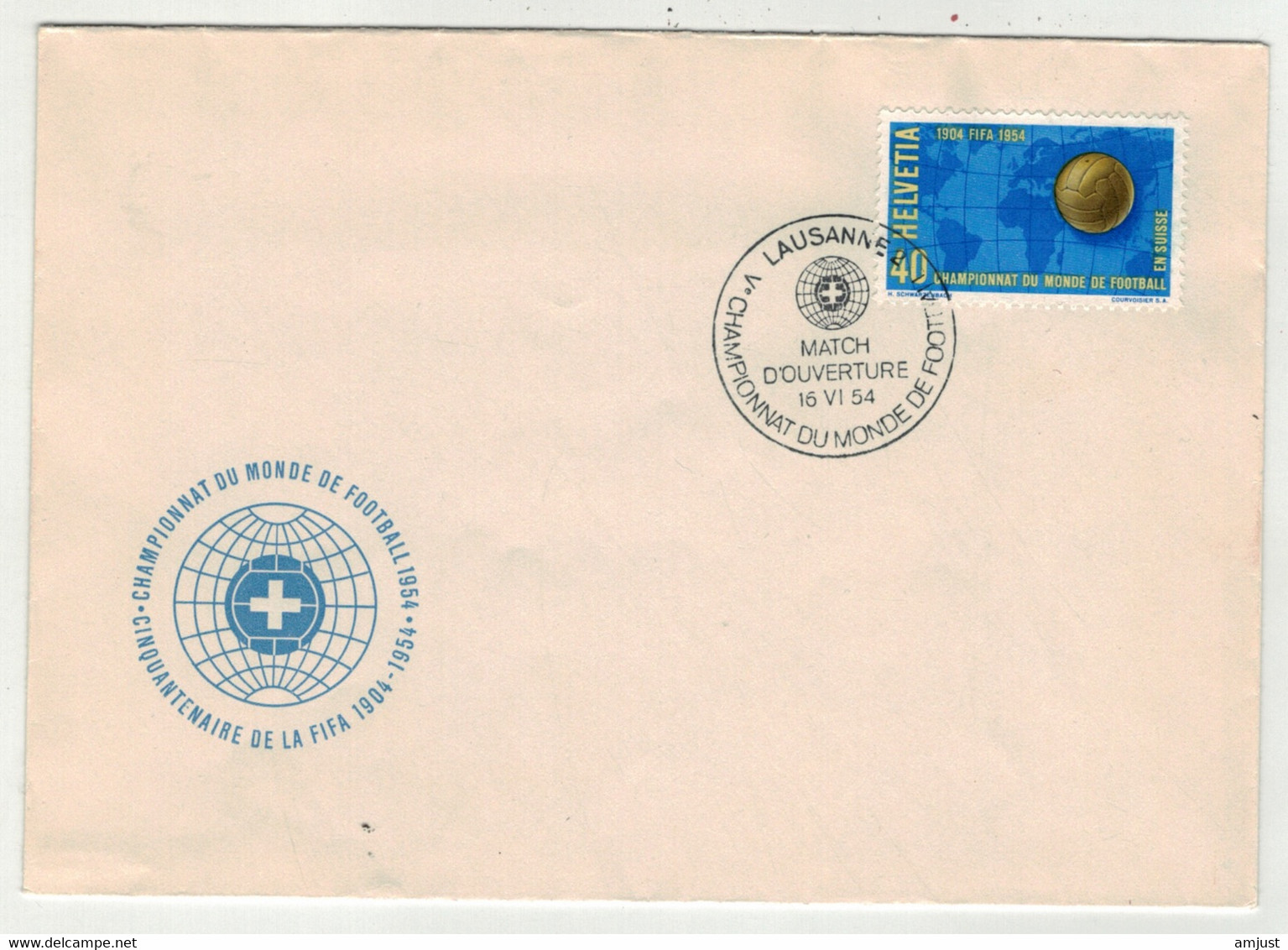 Football // Coupe Du Monde 1954 En Suisse // Lettre Avec Le Cachet Du Match D'ouverture à Lausanne Le 16.06.1954 - 1954 – Switzerland