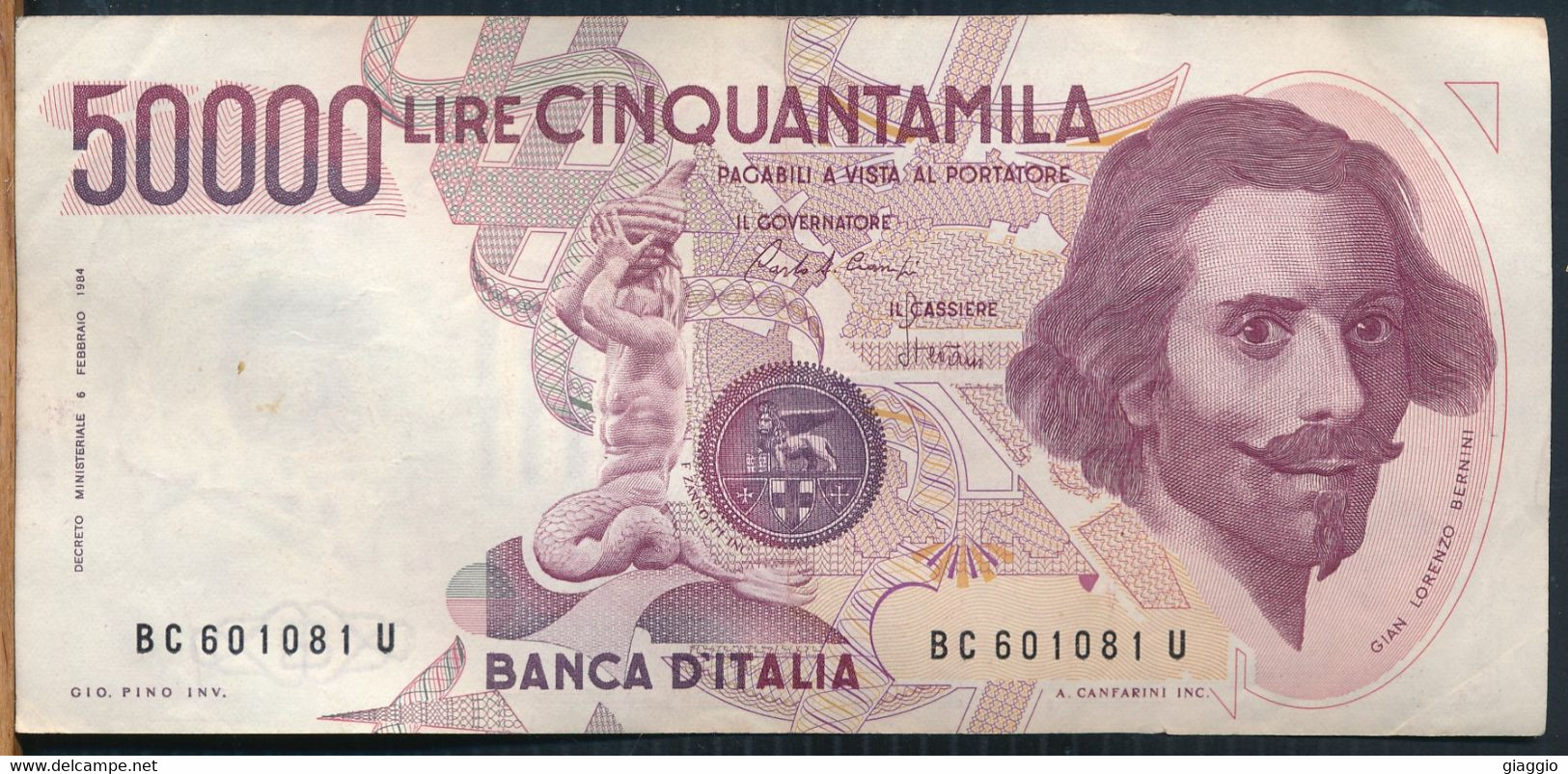 °°° ITALIA - 50000 LIRE BERNINI 1° TIPO 01/12/1986 SERIE BC °°° - 50000 Lire