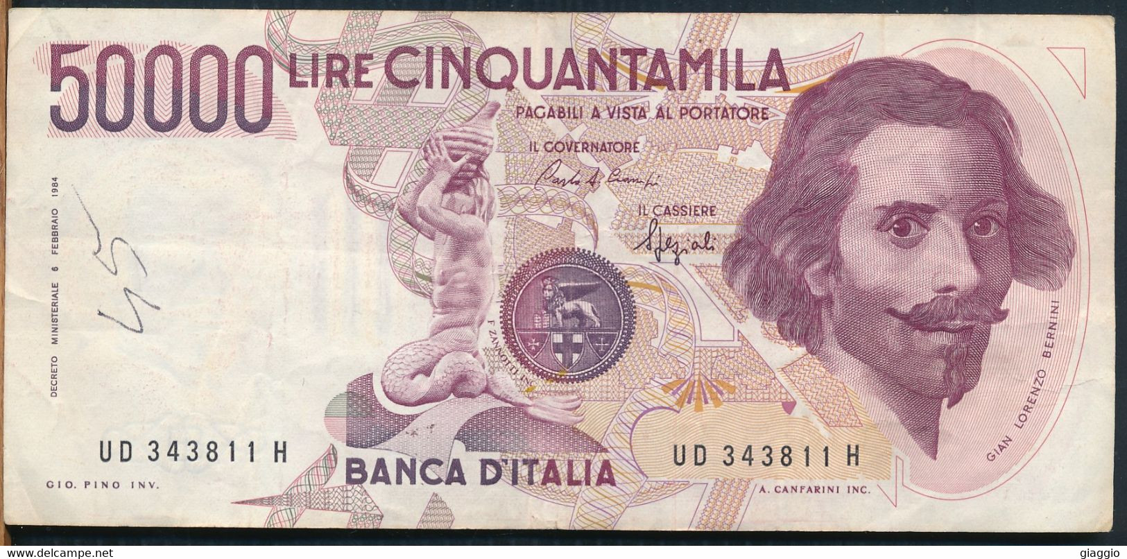 °°° ITALIA - 50000 LIRE BERNINI 1° TIPO 25/01/1990 SERIE UD °°° - 50000 Lire