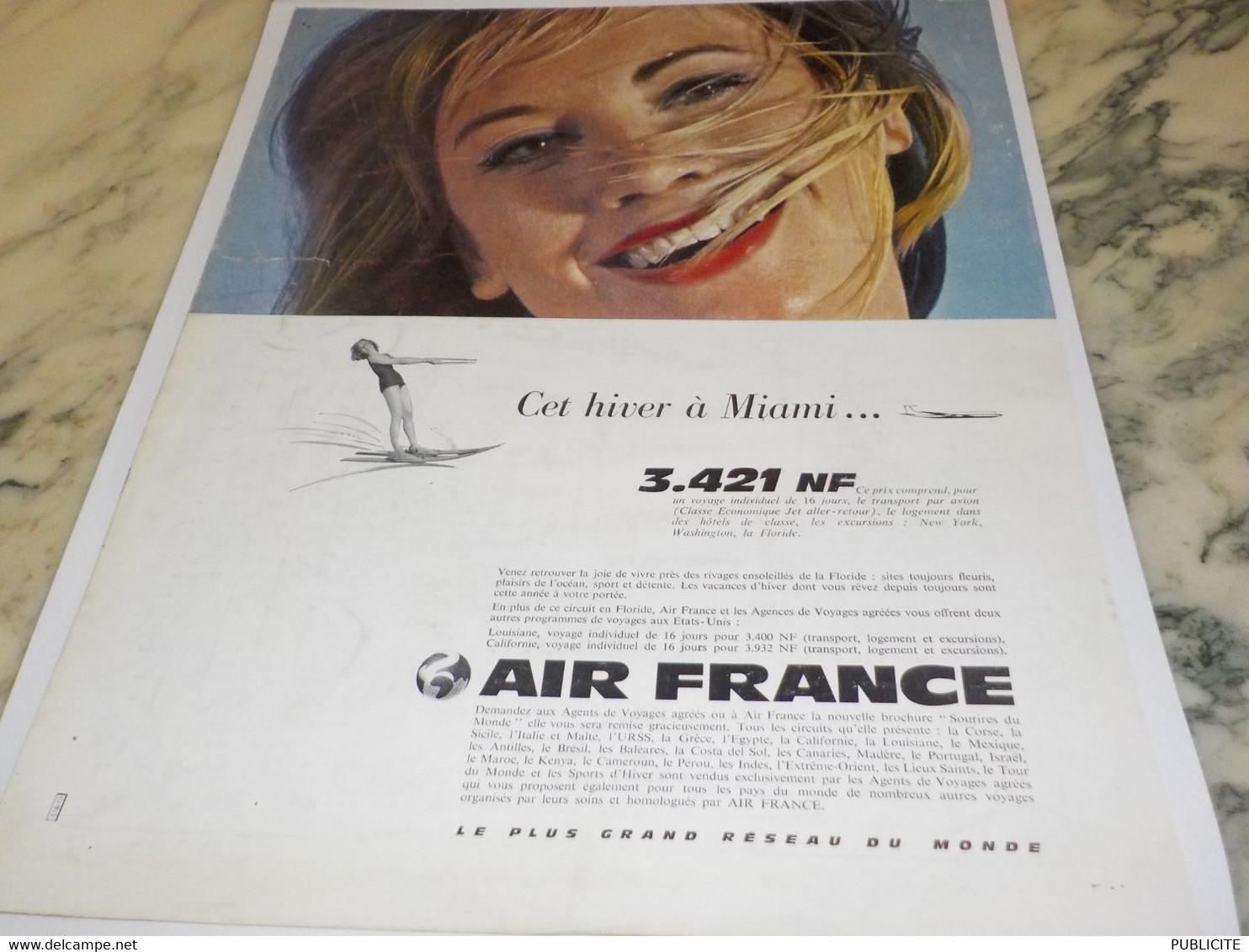 ANCIENNE PUBLICITE  CET HIVER A MIAMI AVEC AIR FRANCE    1962 - Advertenties