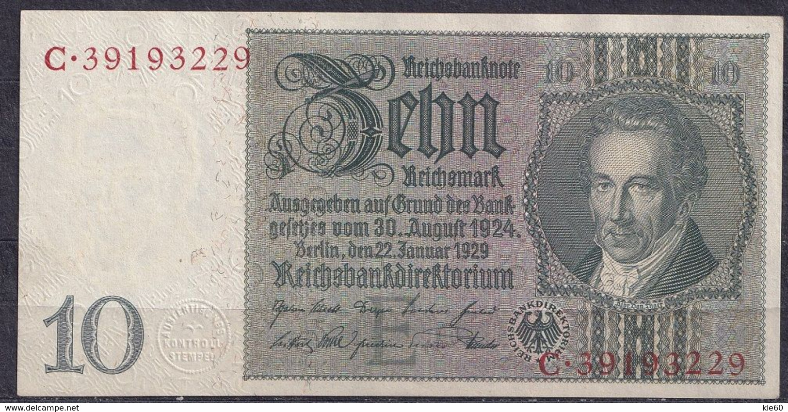 Germany - 1929 - 10 Mark  .E/C ...R 173b..UNC - 10 Reichsmark