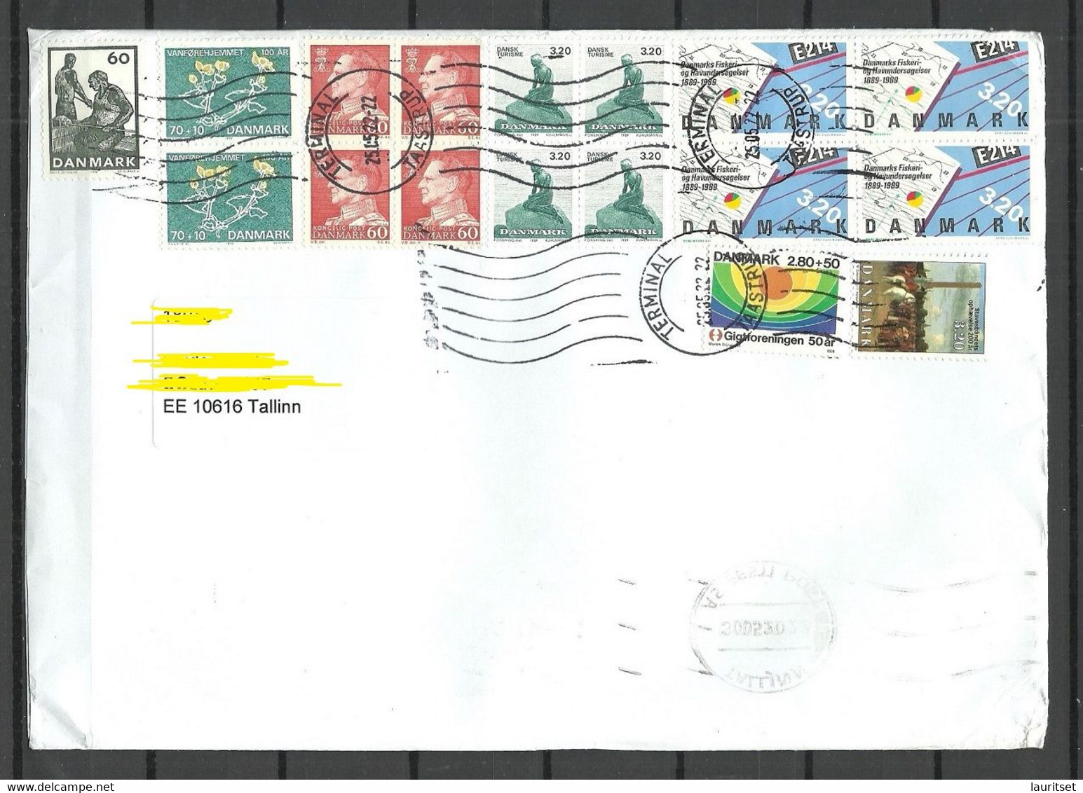 DENMARK Dänemark 2022 Cover To Estonia With Many Stamps Incl. 4-blocks - Storia Postale