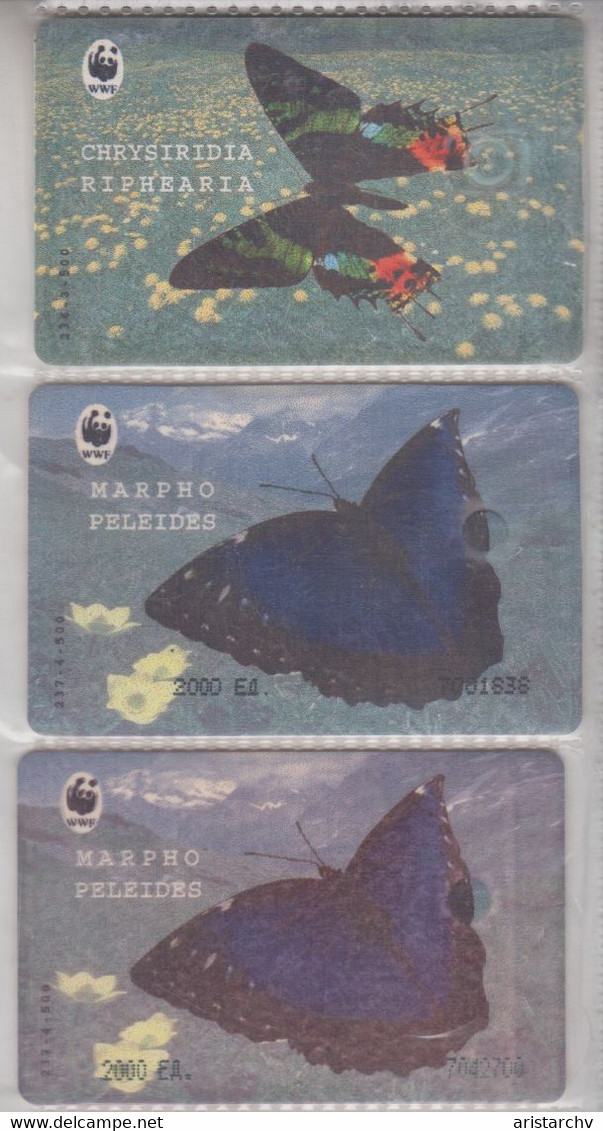 RUSSIA RED MAP BUTTERFLY WWF 3 DIFFERENT CARDS - Russia