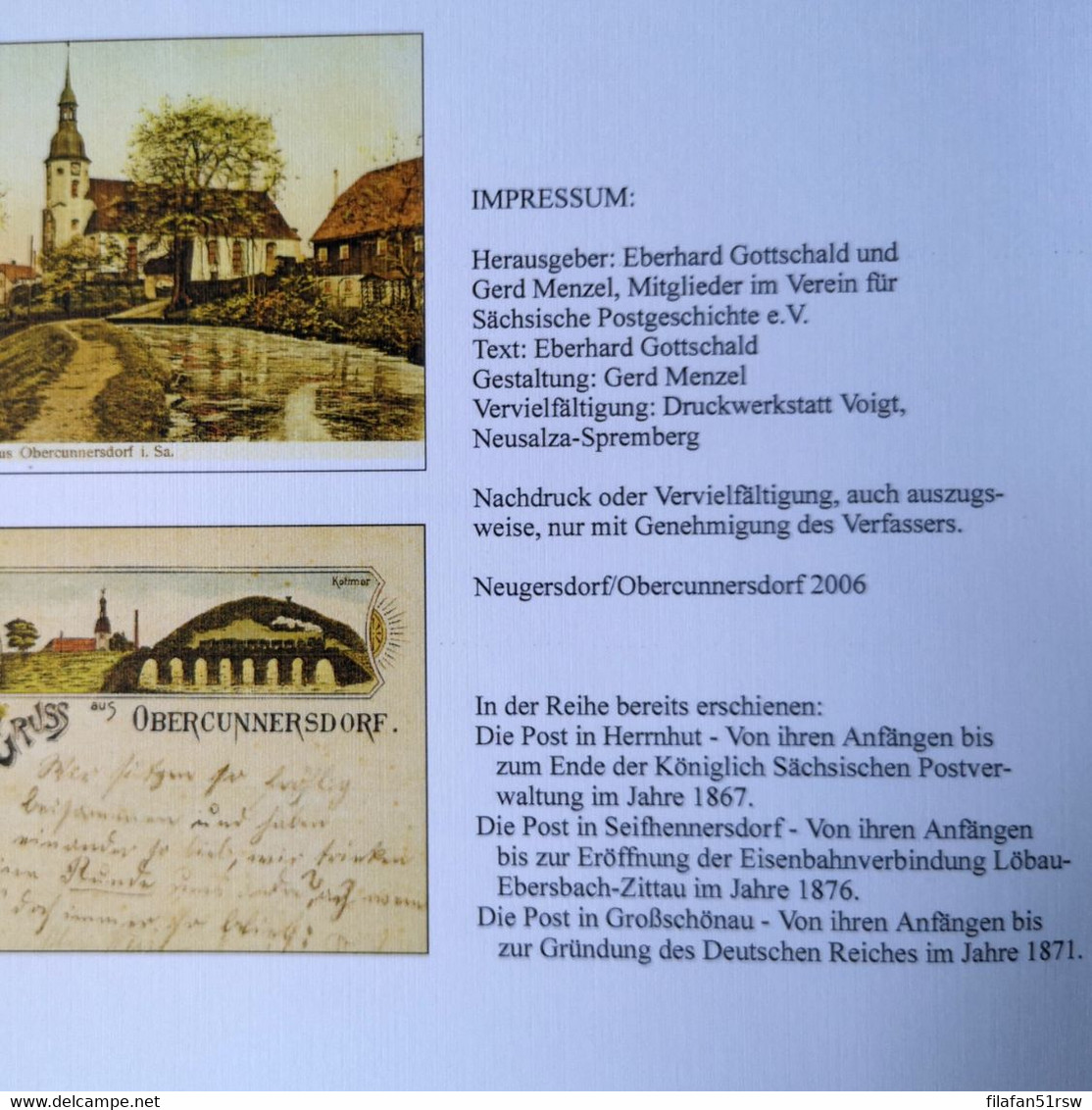 Post Und Bahn In Obercunnersdorf, Von Ihren Anfängen Bis Um 1900, Broschüre, Eberhard Gottschald Und Gerd Menzel - Philatélie Et Histoire Postale