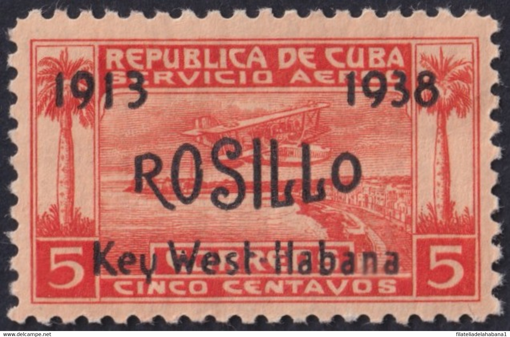 1938-73 CUBA REPUBLICA 1938 MLH ROSILLO SURCHARGE AIR MAIL - Ungebraucht