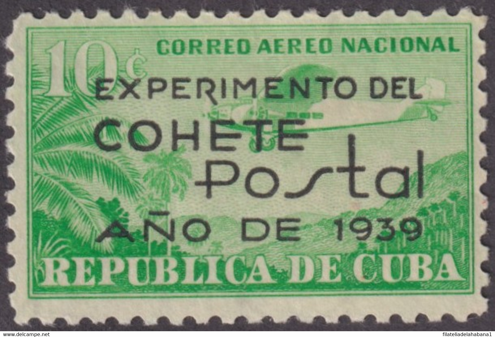 1939-243 CUBA REPUBLICA 1939 MLH COHETE POSTAL ROCKET SURCHARGE AIR MAIL - Unused Stamps