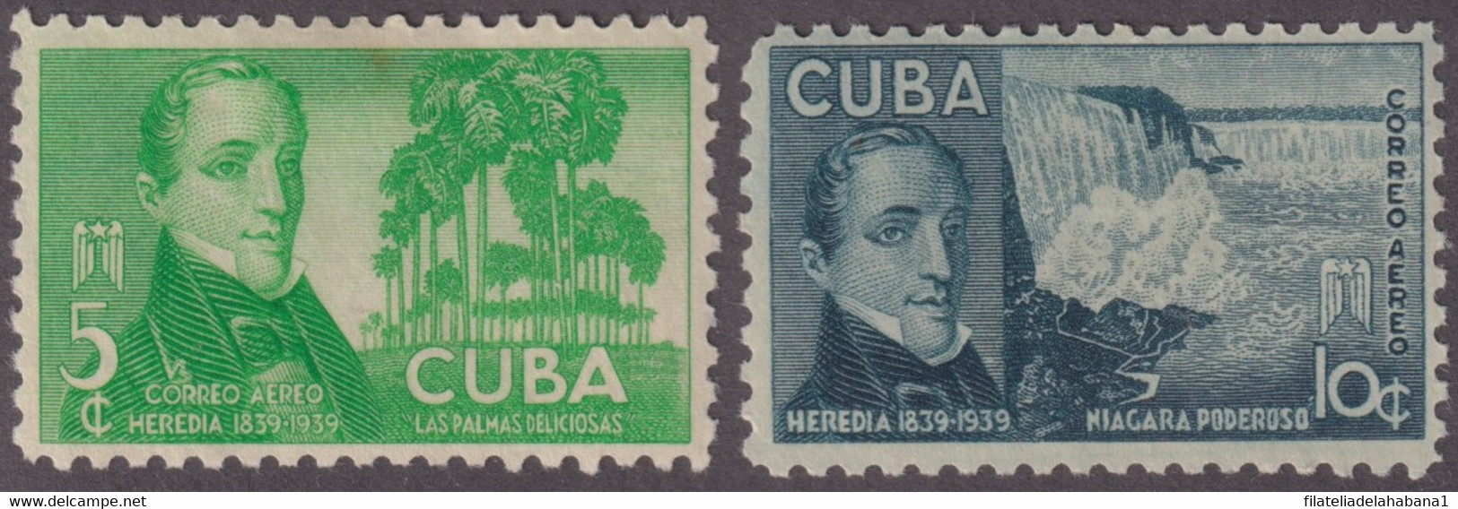 1940-340 CUBA REPUBLICA 1940 MH JOSE MA HEREDIA NIAGARA FALLS PALMAR - Nuovi