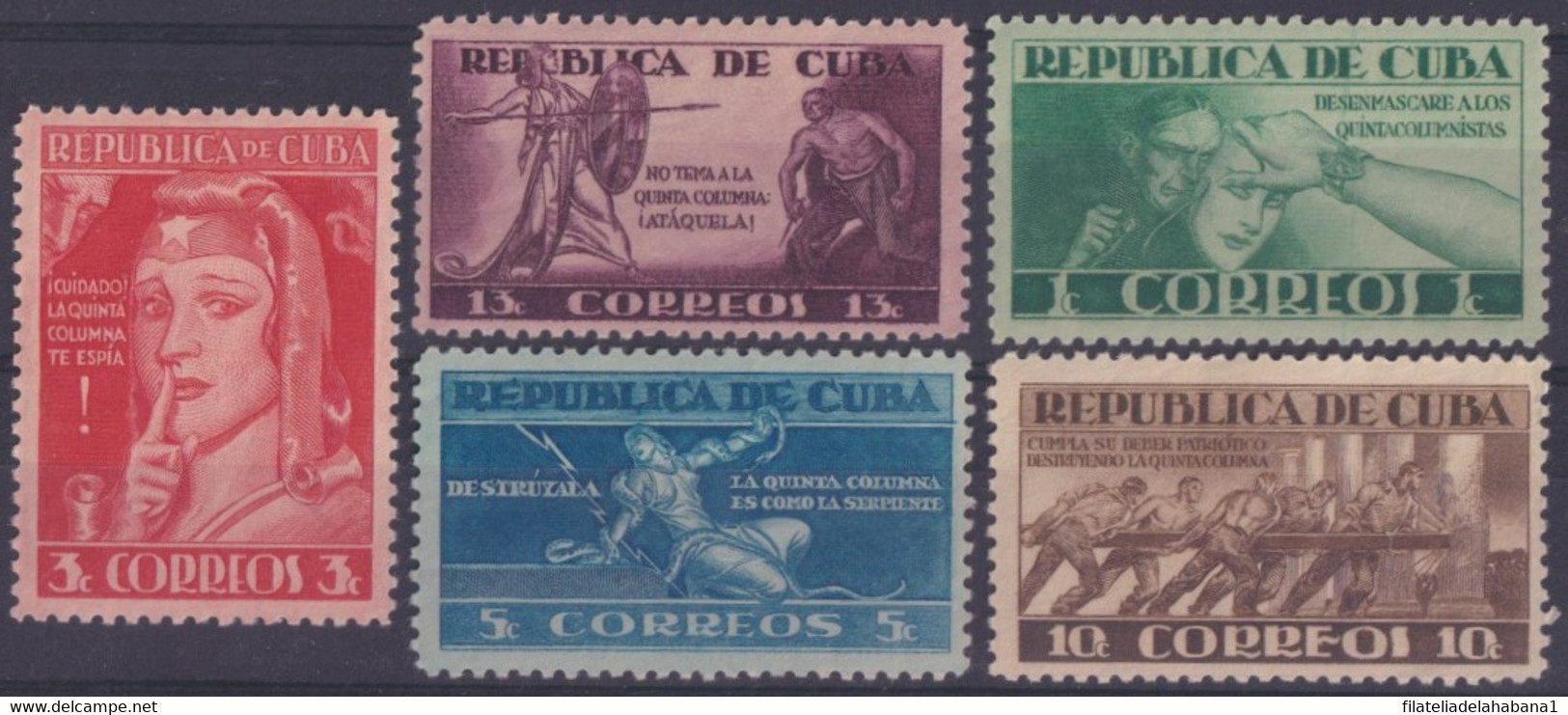 1943-132 CUBA REPUBLICA 1943 MH 5TA COLUMNA SPIES SPY WWII - Unused Stamps