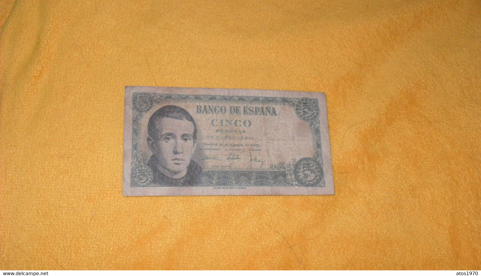 BILLET ANCIEN DE 5 CINCO PESETAS DE 1951...ESPAGNE..N°C 8915949 - 5 Peseten