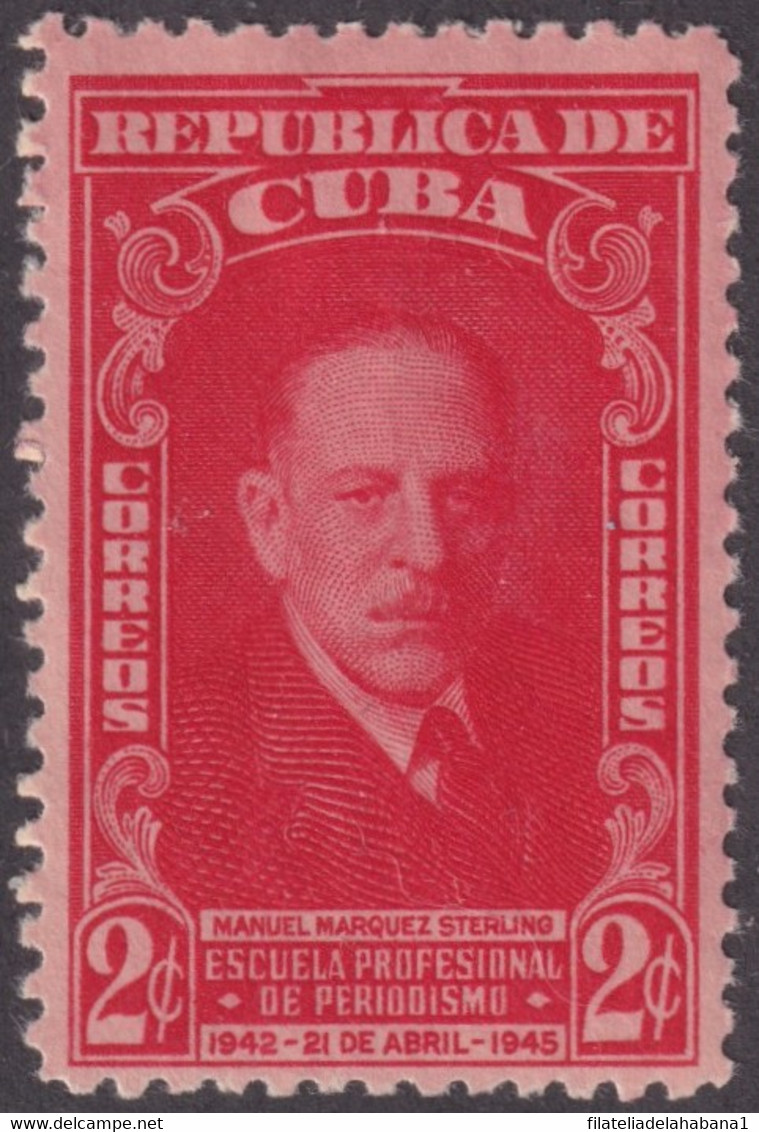 1946-134 CUBA REPUBLICA 1946 MH MANUEL MARQUEZ STERLING JOURNALISM PERIODISMO - Unused Stamps