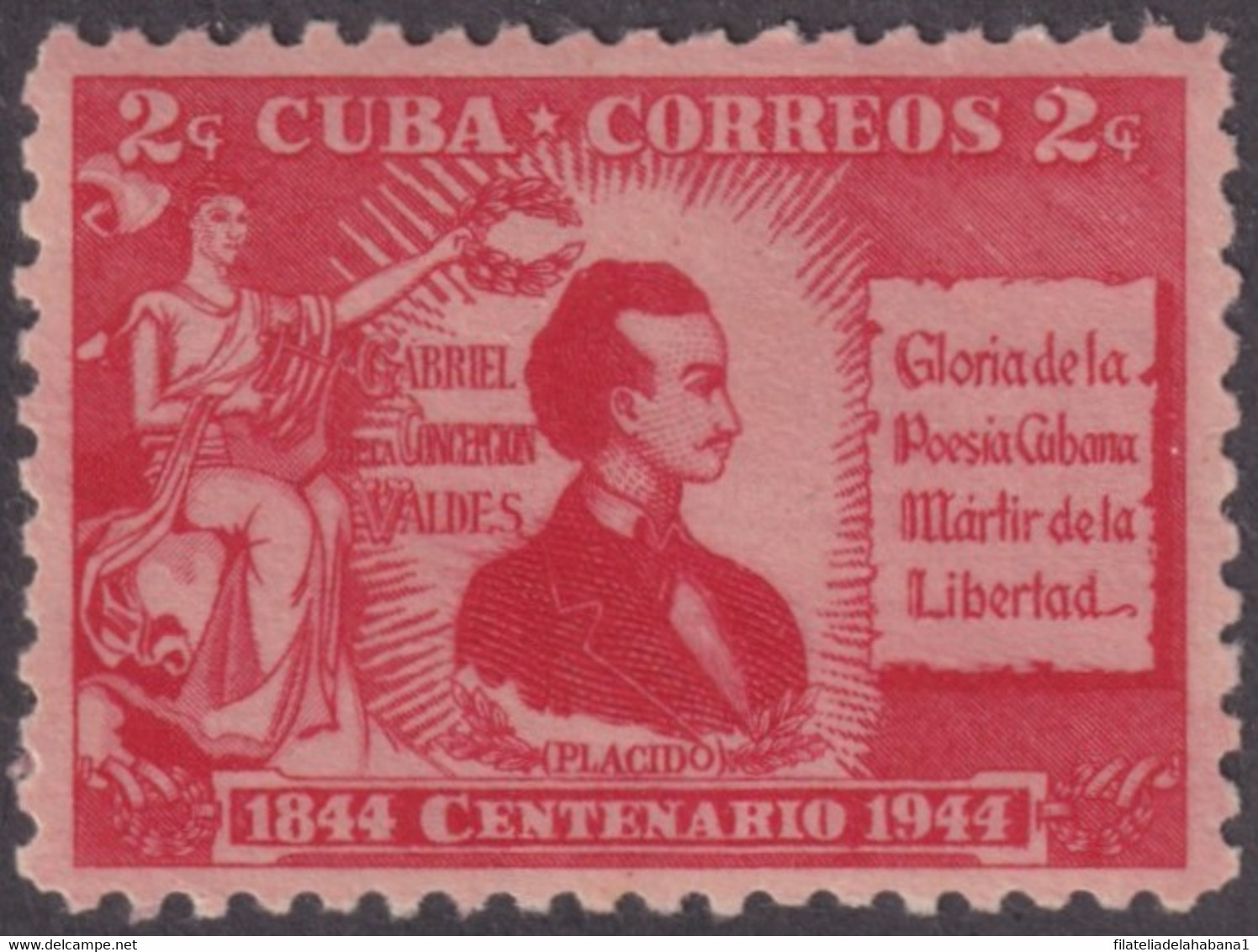 1946-135 CUBA REPUBLICA 1946 MNH GABRIEL DE LA CONCEPCION VALDES PLACIDO POET - Ongebruikt