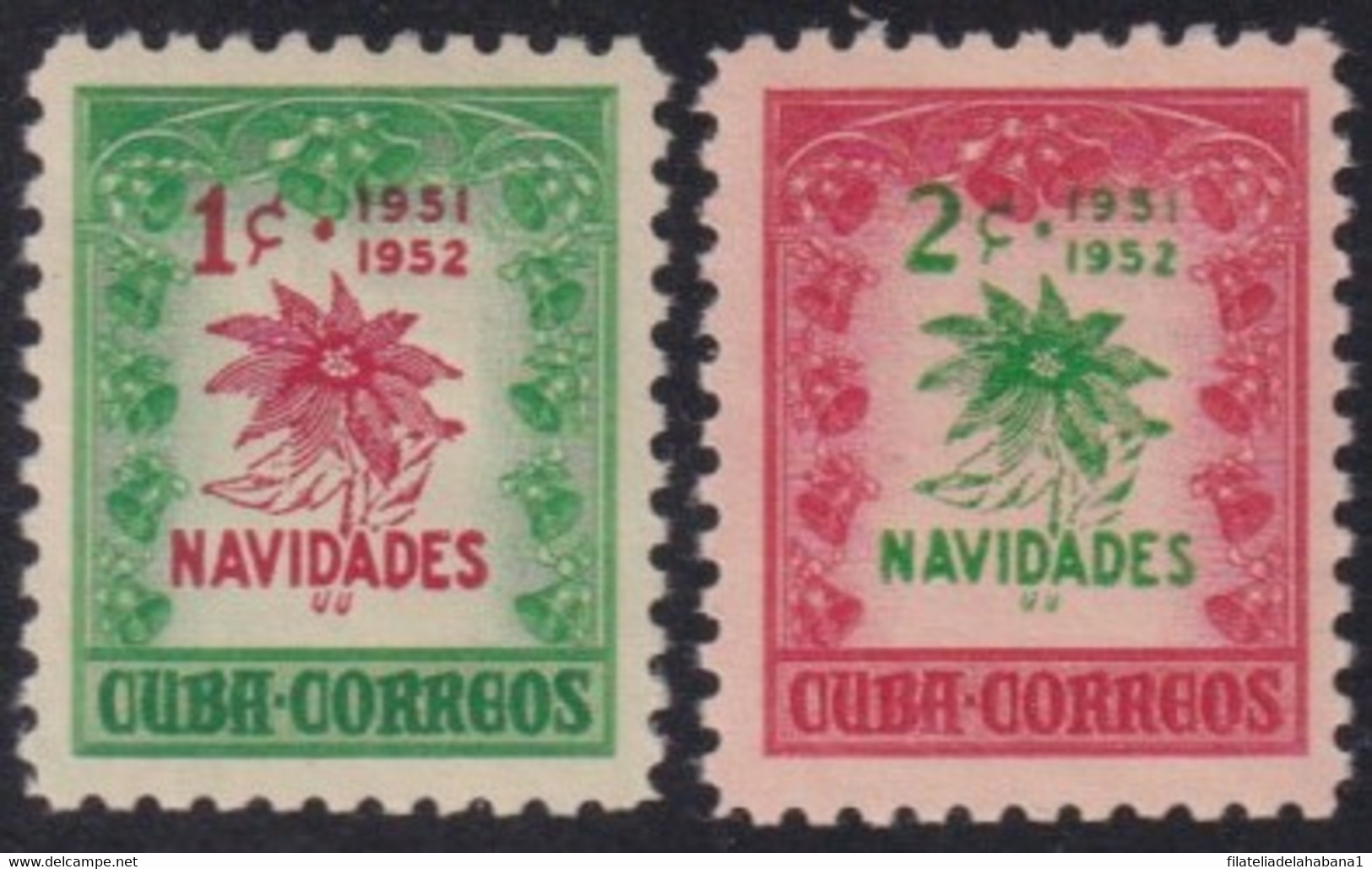 1951-413 CUBA REPUBLICA 1951 MNH CHRISTMAS NAVIDADES FLOR DE PASCUA FLOWER - Neufs