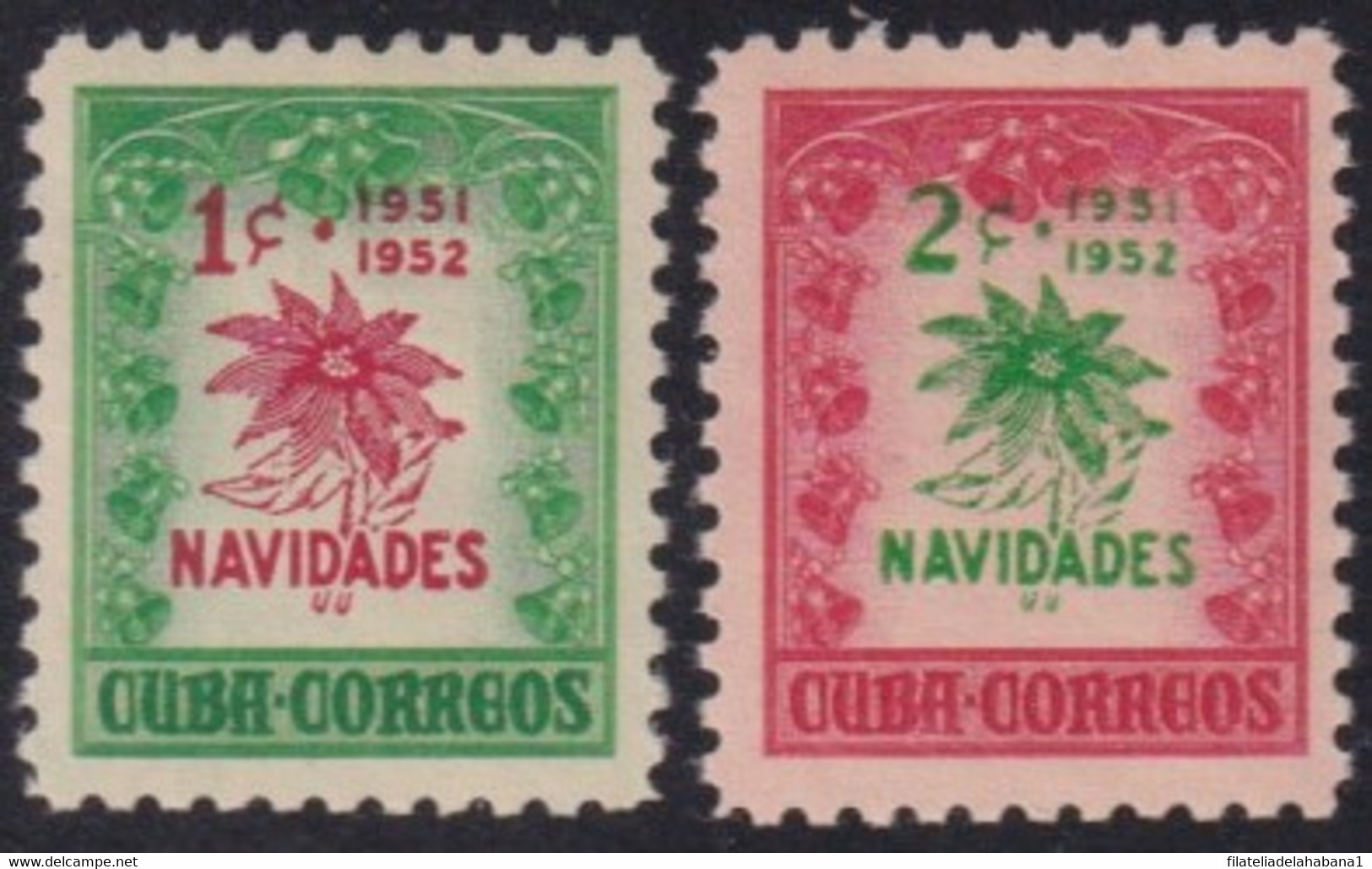 1951-413 CUBA REPUBLICA 1951 MNH CHRISTMAS NAVIDADES FLOR DE PASCUA FLOWER - Ongebruikt