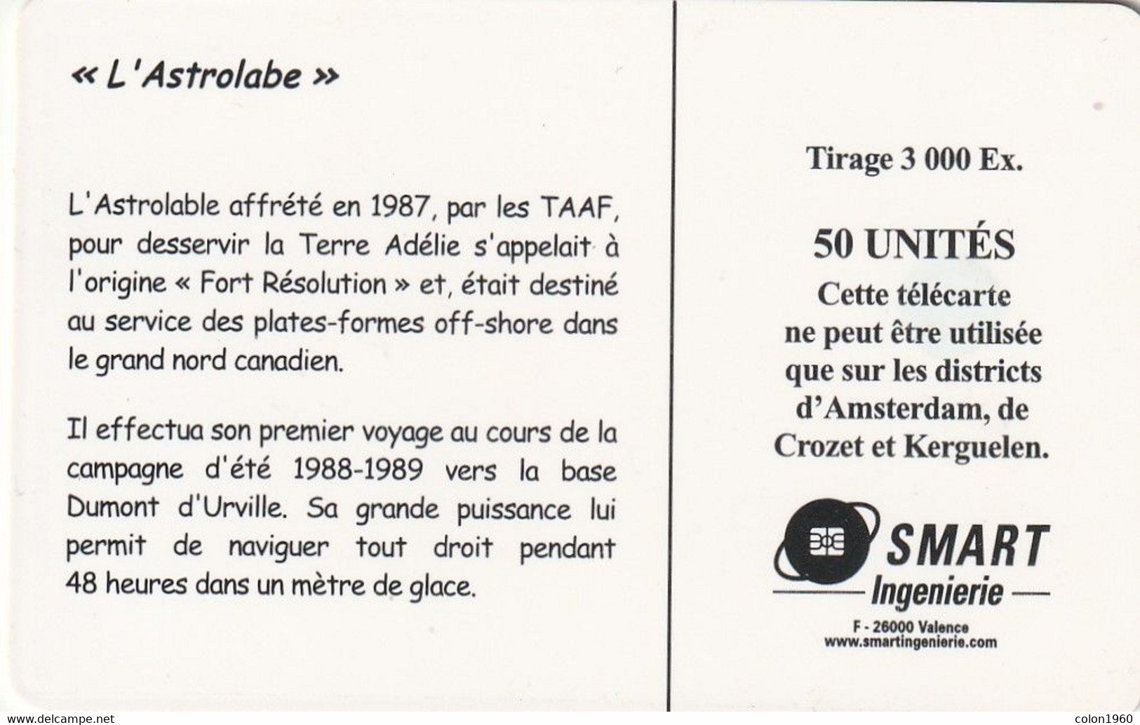 TAAF. TF-STA-0037.  Territorios Australes Antárticas Francesas. L'Astrolabe. 2005-06. 3000ex. (001) - TAAF - Territori Francesi Meridionali