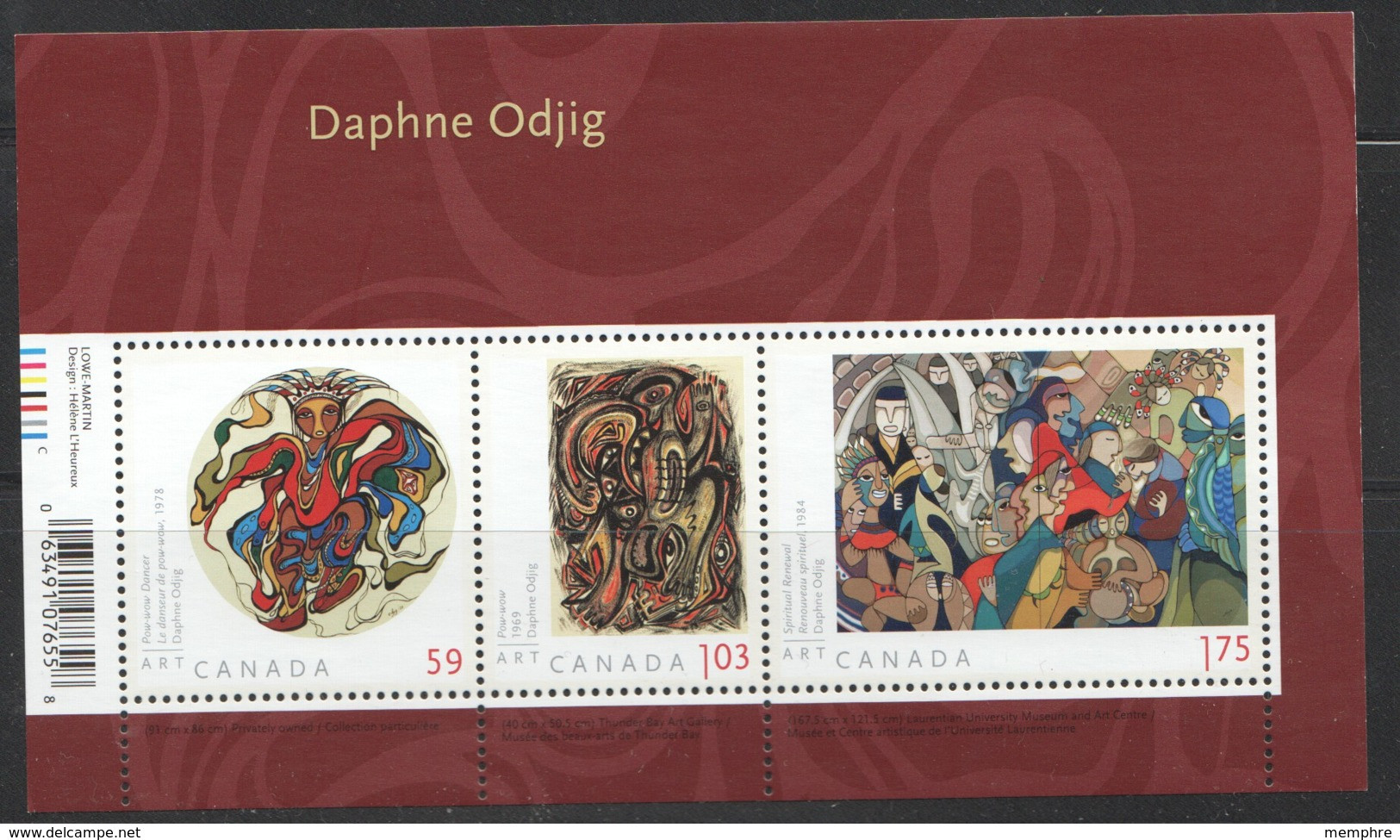 2011  Daphne Odjig Indian Painter  Souenir Sheet Of 3 Different Sc 2437 MNH - Neufs