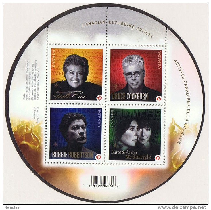 2011  Recording Artists  Souvenir Sheet Of 4   Sc 2482b  MNH - Neufs