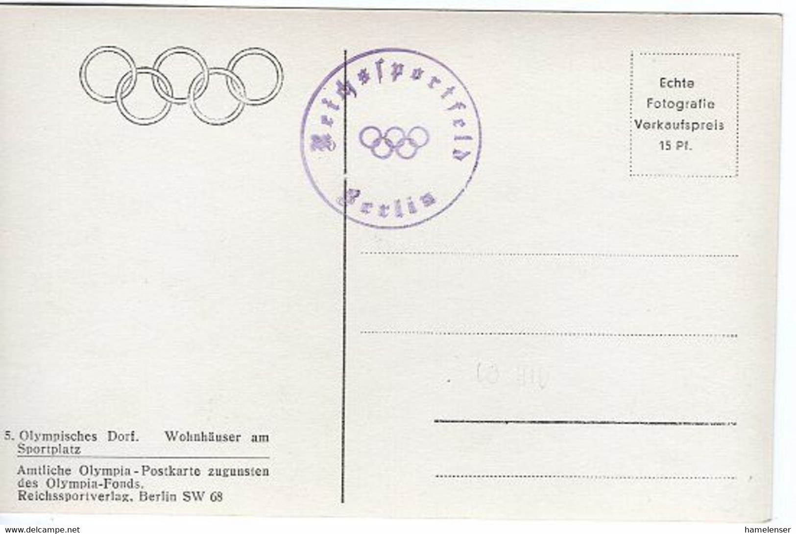 52287 - Deutsches Reich - 1936 - Olympisches Dorf, Ungebraucht - Jeux Olympiques