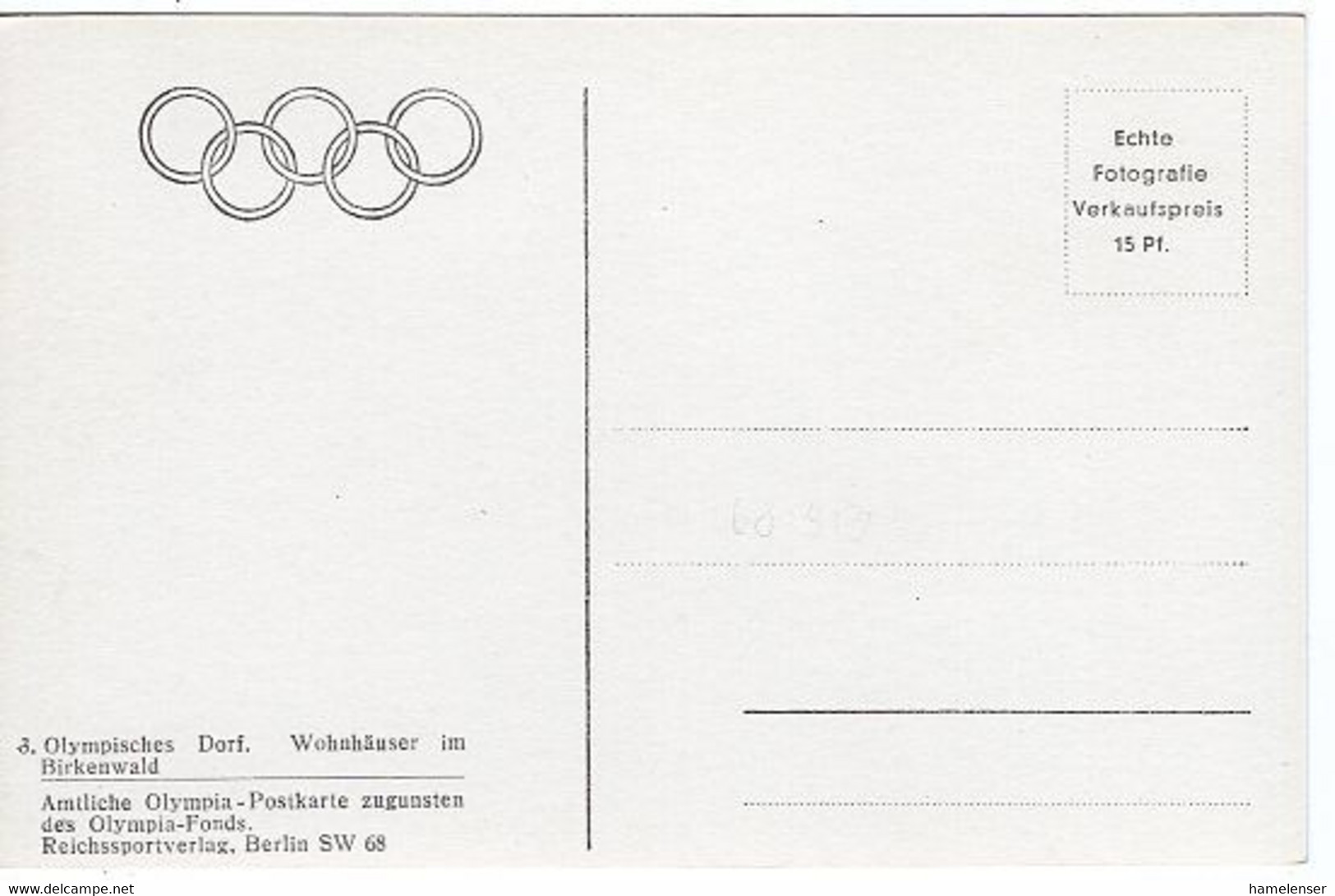 52290 - Deutsches Reich - 1936 - Olympisches Dorf, Ungebraucht - Olympische Spiele