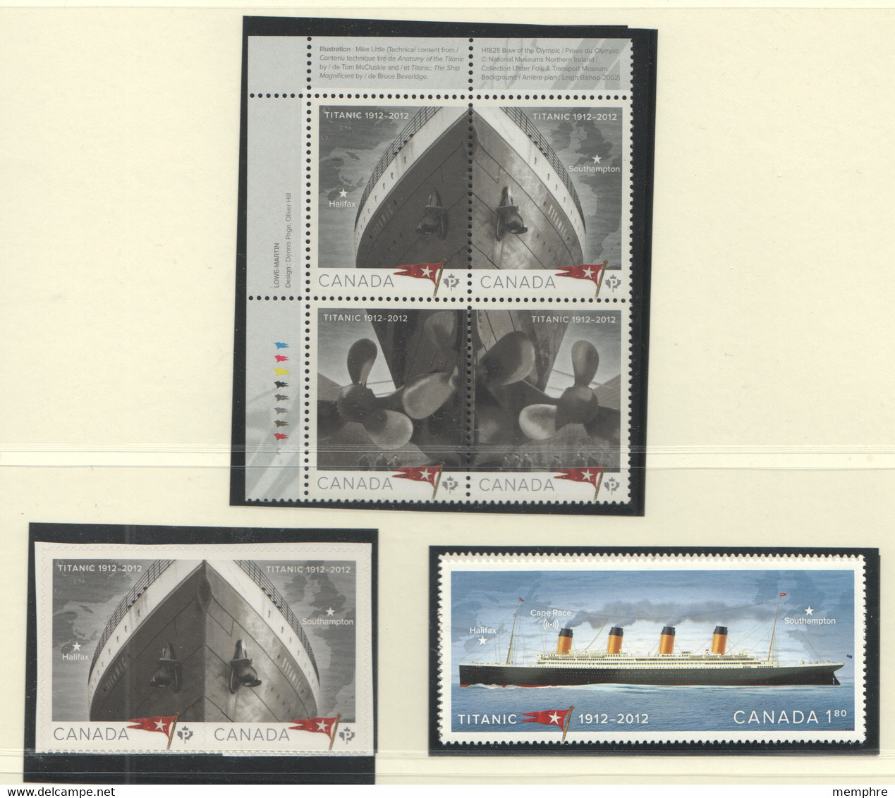 2012 Titanic  Sheet And Booklet Stamps Sc 2531-4, 2536-8  MNH - Neufs