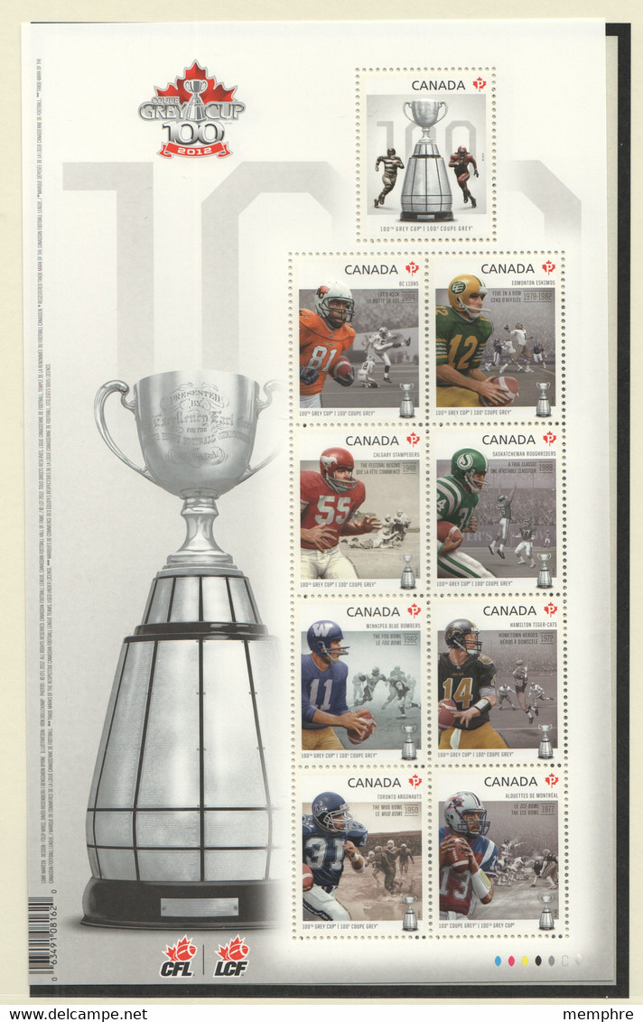 2012  Canadian Football League Grey Cup Centennial Souvenir Sheet Sc 2567 MNH - Neufs