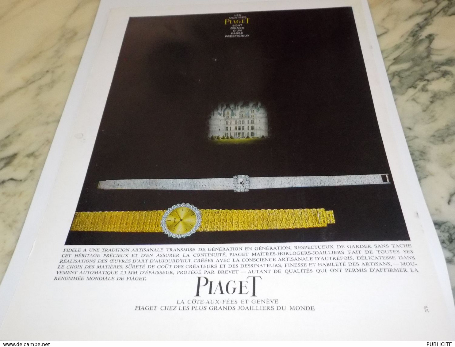 ANCIENNE PUBLICITE  MONTRE PIAGET 1965 - Autres & Non Classés