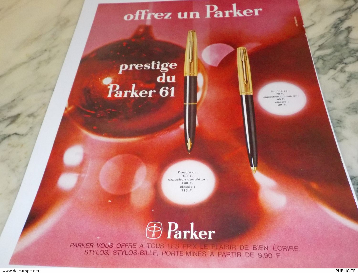 ANCIENNE PUBLICITE OFFREZ UN PARKER  1965 - Autres & Non Classés