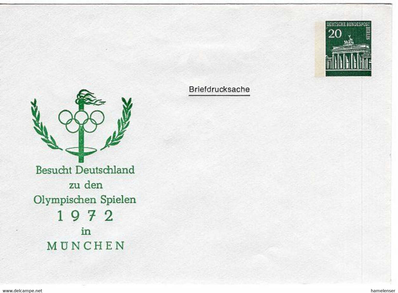 52338 - Berlin - 1971 - 20Pfg Brandenburger Tor PrivatGAUmschl "Besucht Deutschland Zu Den Olympischen Spielen", Ungebr. - Zomer 1972: München