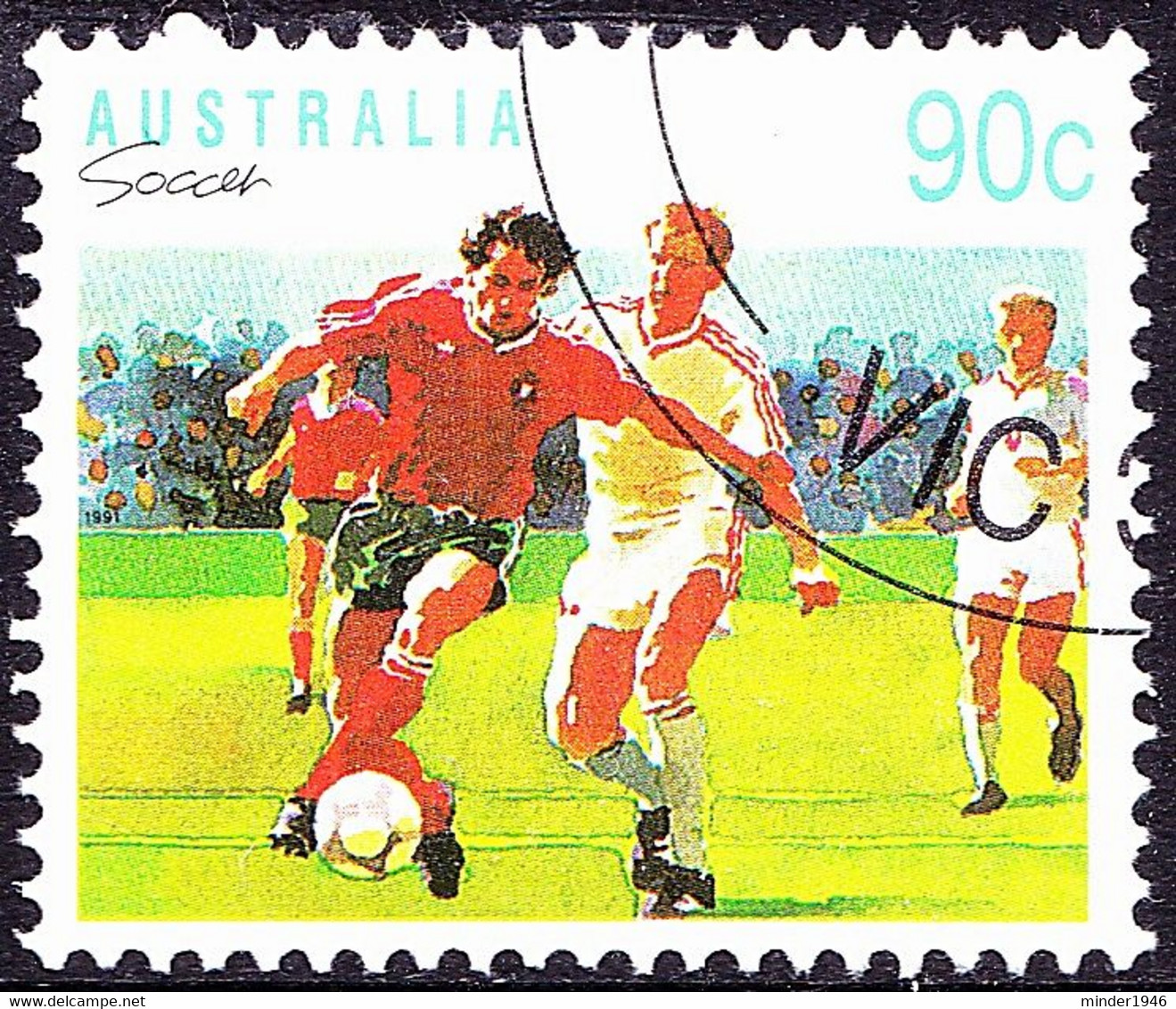 AUSTRALIA 1991 90c Multicoloured Sport - Soccer SG1191 FU - Andere & Zonder Classificatie