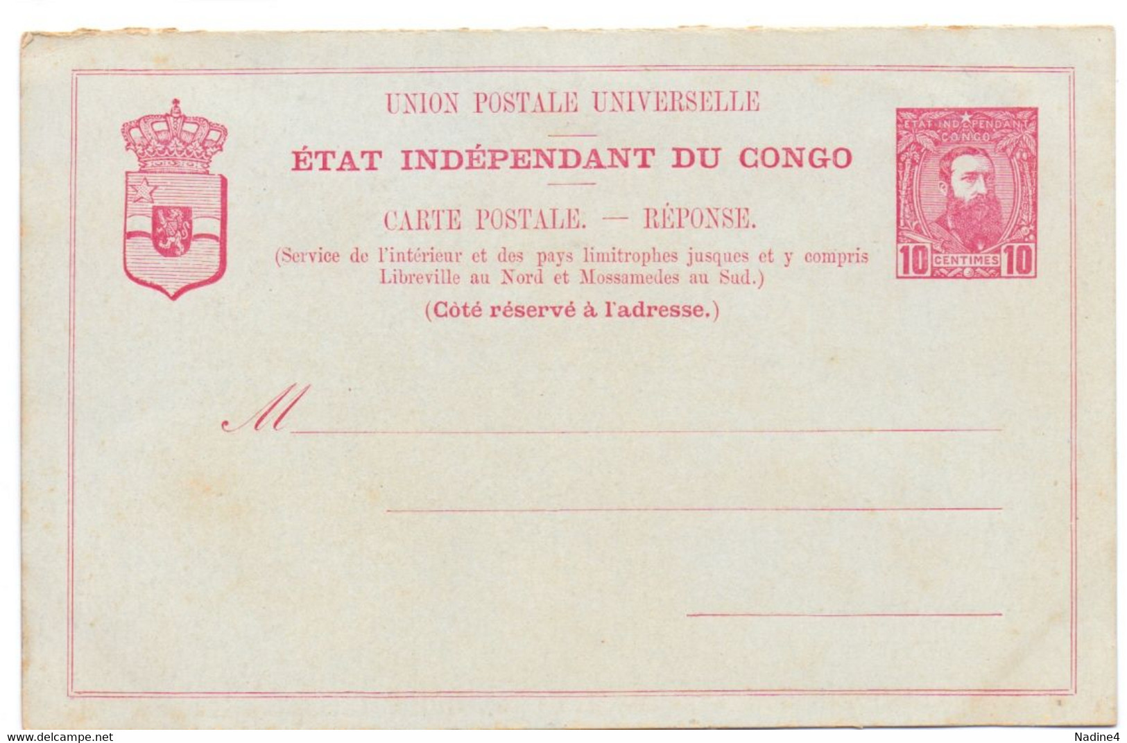 Briefkaart Carte Postale - Etat Indépendant Du Congo - 10 Centimes - Other & Unclassified