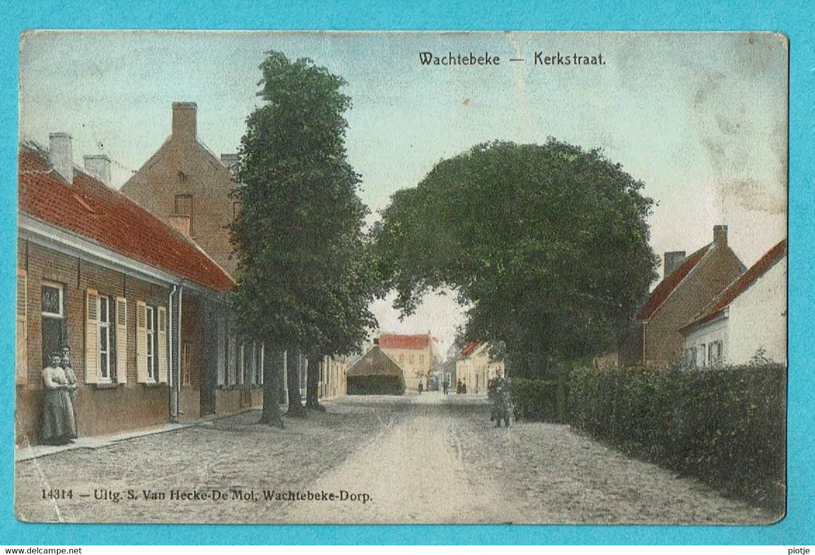 * Wachtebeke (Oost Vlaanderen) * (Uitg S. Van Hecke - De Mol, Nr 14314) Kerkstraat, KLEUR, Unique, Zeldzaam, TOP - Wachtebeke