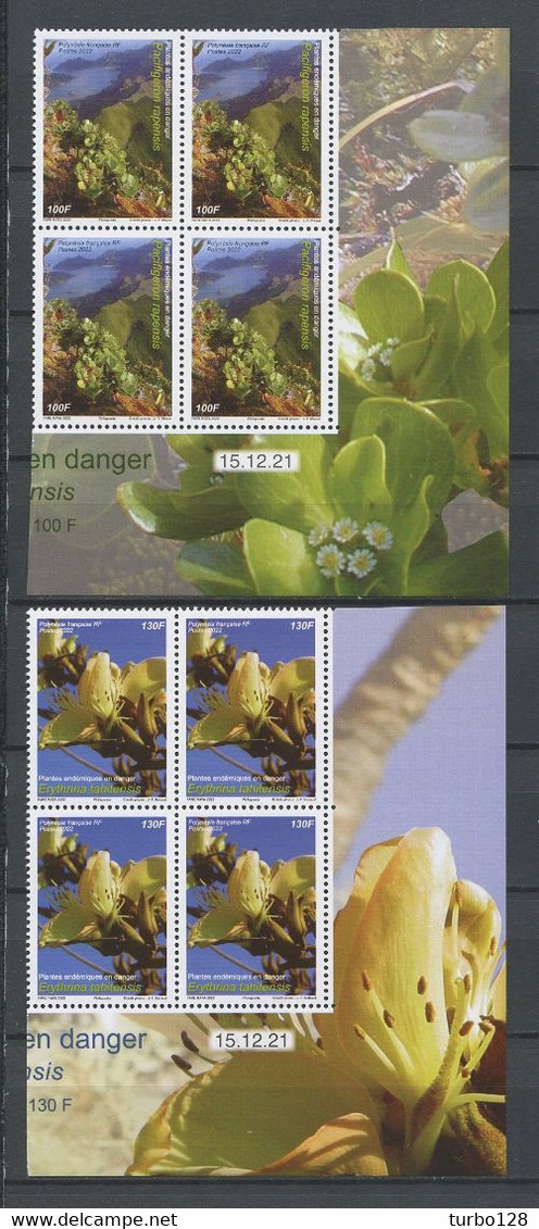 POLYNESIE 2022 N° 1289/1290 ** Bloc De 4 Coin Daté Neufs MNH Superbes Flore Fleurs Plantes Endémiques Flowers - Ongebruikt