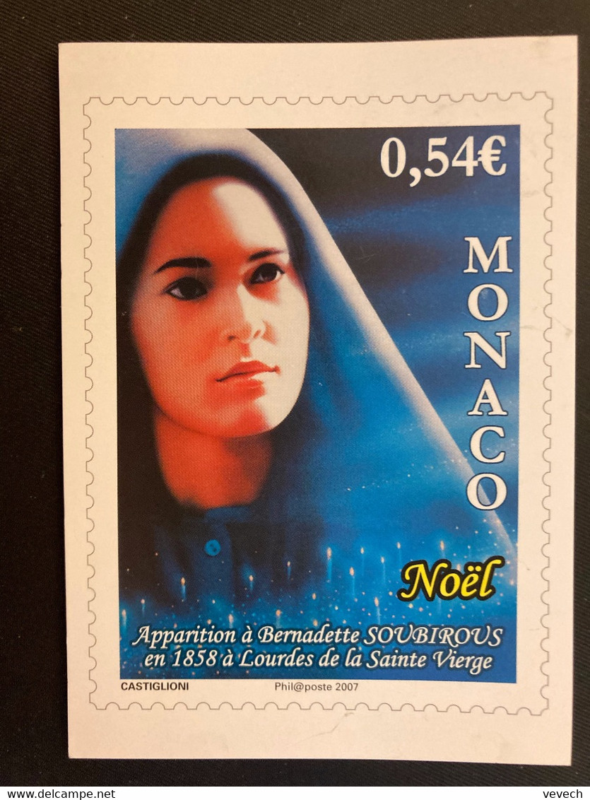 CP TP NOEL BERNADETTE SOUBIROUS 0,54E OBL.MEC.13-12 07 MONTE-CARLO - Cartas & Documentos