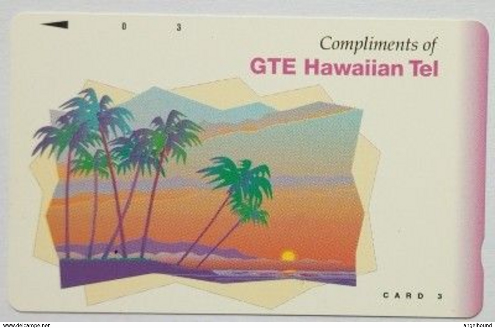 Hawaii Card 3 Compliments Of GTE Hawaiian Tel 1993 ( Black Arrow ) MINT - Hawaï