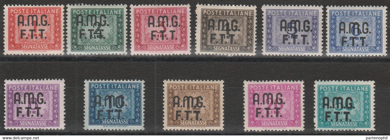 253 - Trieste A  Segnatasse 1947-9 - Soprastampati N. 5/15. Cert. Todisco. Cat. € 1250,00. SPL - Paketmarken/Konzessionen