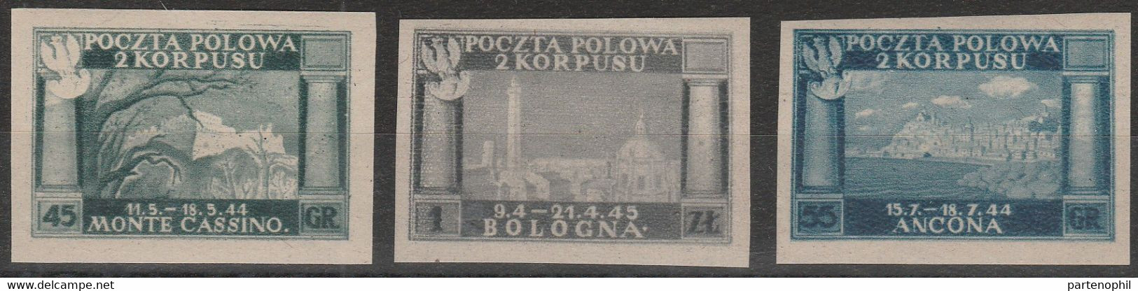 257 - Corpo Polacco  1946 - Vittorie Polacche 1A/3A. Cat. € 650,00. SPL - 1946-47 Corpo Polacco Period