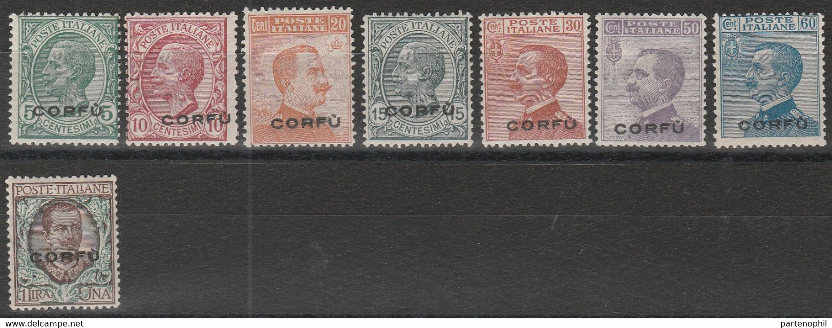 274 -  Corfu  1923 - Francobolli D’Italia Soprastampati N. 1/8. MH - Corfu