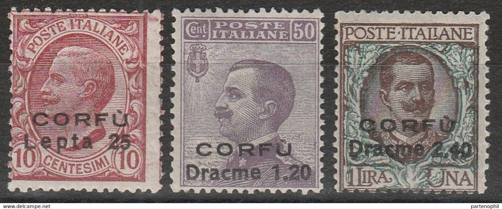 275 -  Corfu  1923 - Francobolli D’Italia Soprastampati N. 9/11. Cat. € 500,00. SPL - Korfu