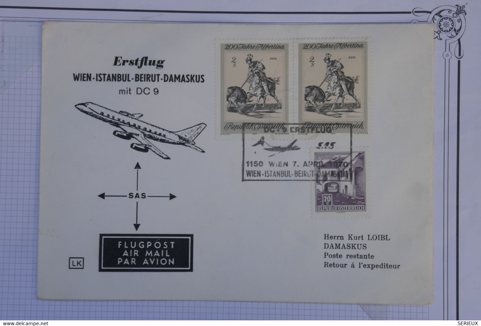 E16 AUTRICHE  BELLE CARTE  1966 1ER VOL WIEN  POUR DAMAS SYRIE   ++ AFFRANCH.PLAISANT - Sonstige & Ohne Zuordnung