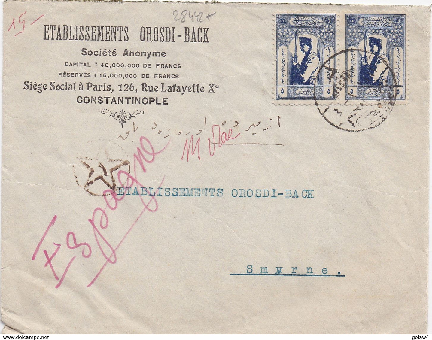 28442# TURQUIE N° 647 SOLDAT LETTRE CONSTANTINOPLE Pour SMYRNE IZMIR - Briefe U. Dokumente