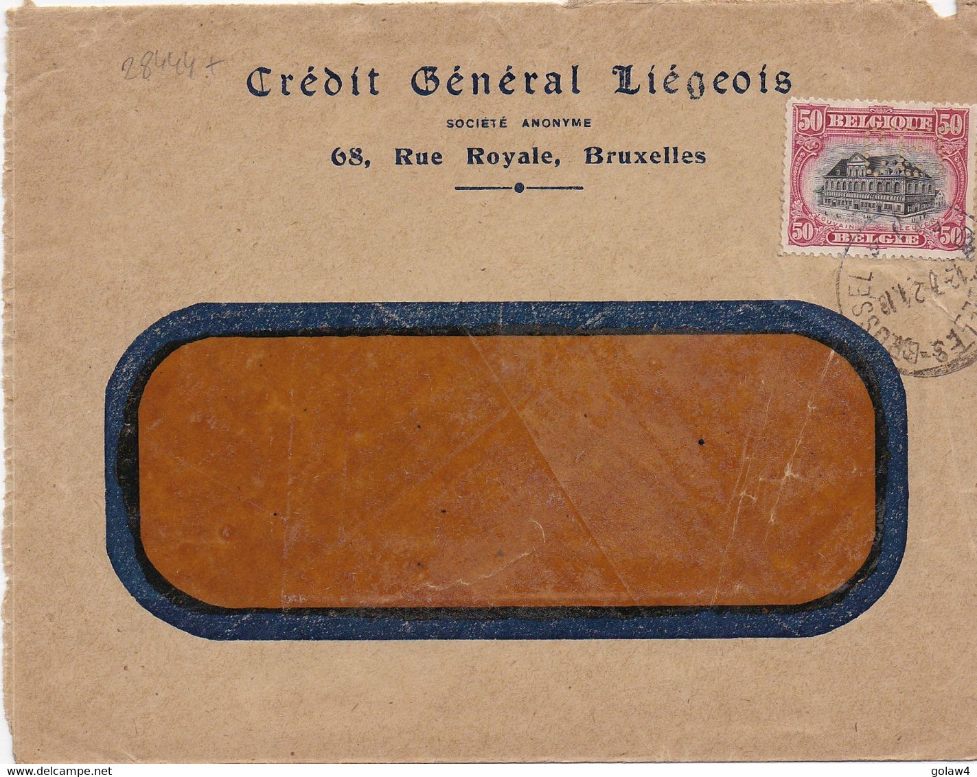 28444# LOUVAIN LEUVEN PERFORE CDG CREDIT GENERAL LIEGEOIS PERFIN LETTRE BRUXELLES BRUSSEL 1921 SMYRNE TRESOR POSTES 528 - 1909-34