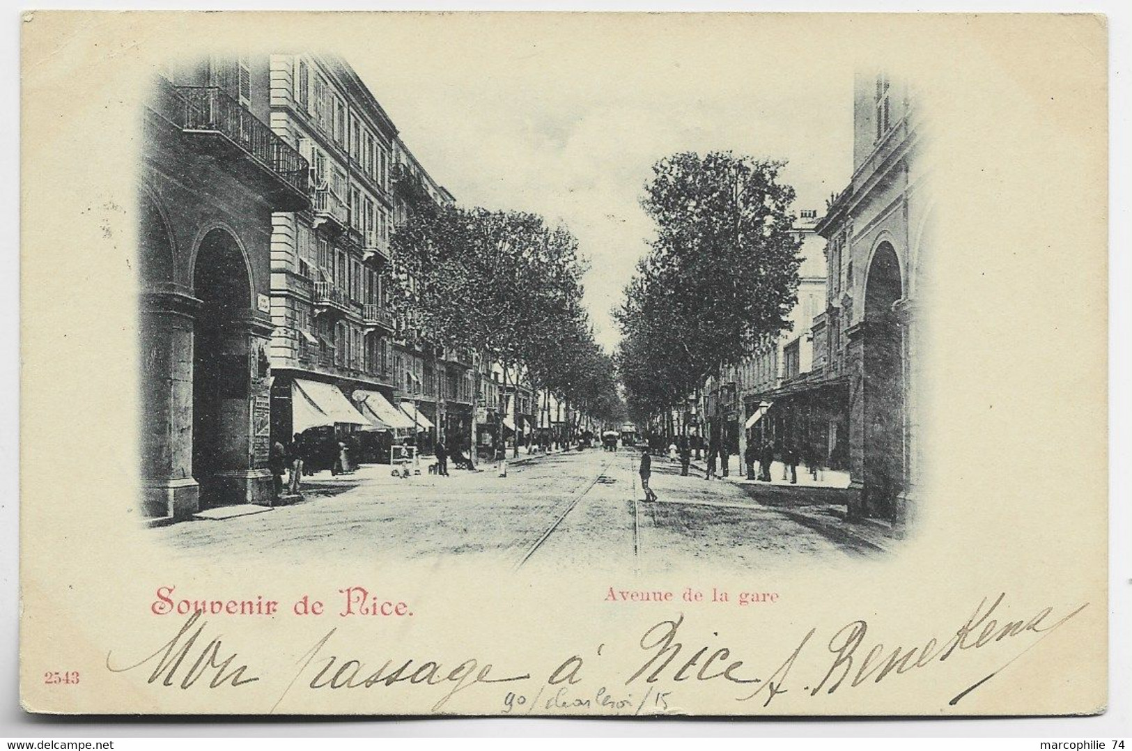 SOUVENIR DE NICE AVENUE DE LA GARE CARTE A NUAGE 1900 - Transport Ferroviaire - Gare