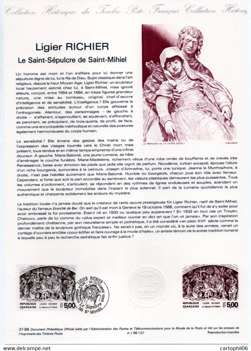 - Document PREMIER JOUR ST-MIHIEL 15.10.1988 - Sculpteur Ligier RICHIER - Le Saint-Sépulcre - - Escultura