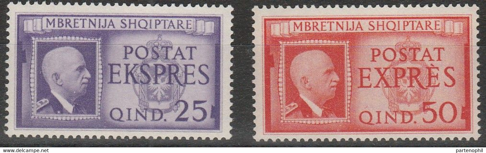 281 Occupazione Italiana Albania  Espressi - 1940 - Vittorio Emanuele II N. 1/2. Cat. € 110,00. SPL MNH - Albania