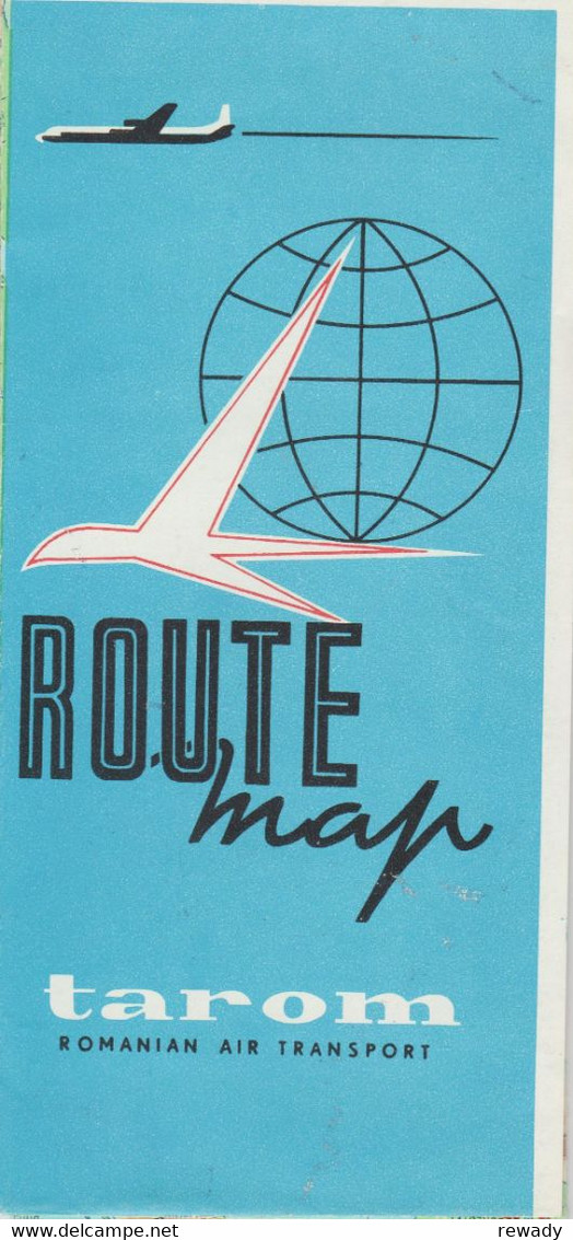 Lot TAROM (Otopeni Bucuresti) - 50 Ani (1920-1970) / Mapa / Harta / Carte Postala / Plic Bilet - Inflight Magazines