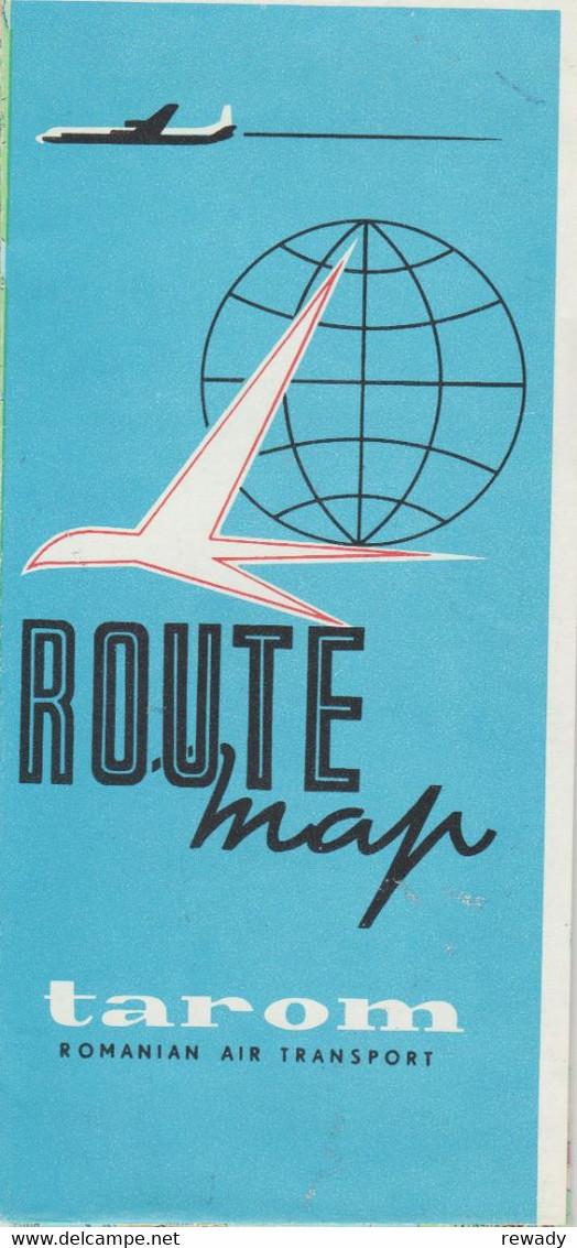 Lot TAROM (Otopeni Bucuresti) - 50 Ani (1920-1970) / Mapa / Harta / Carte Postala / Plic Bilet - Flugmagazin