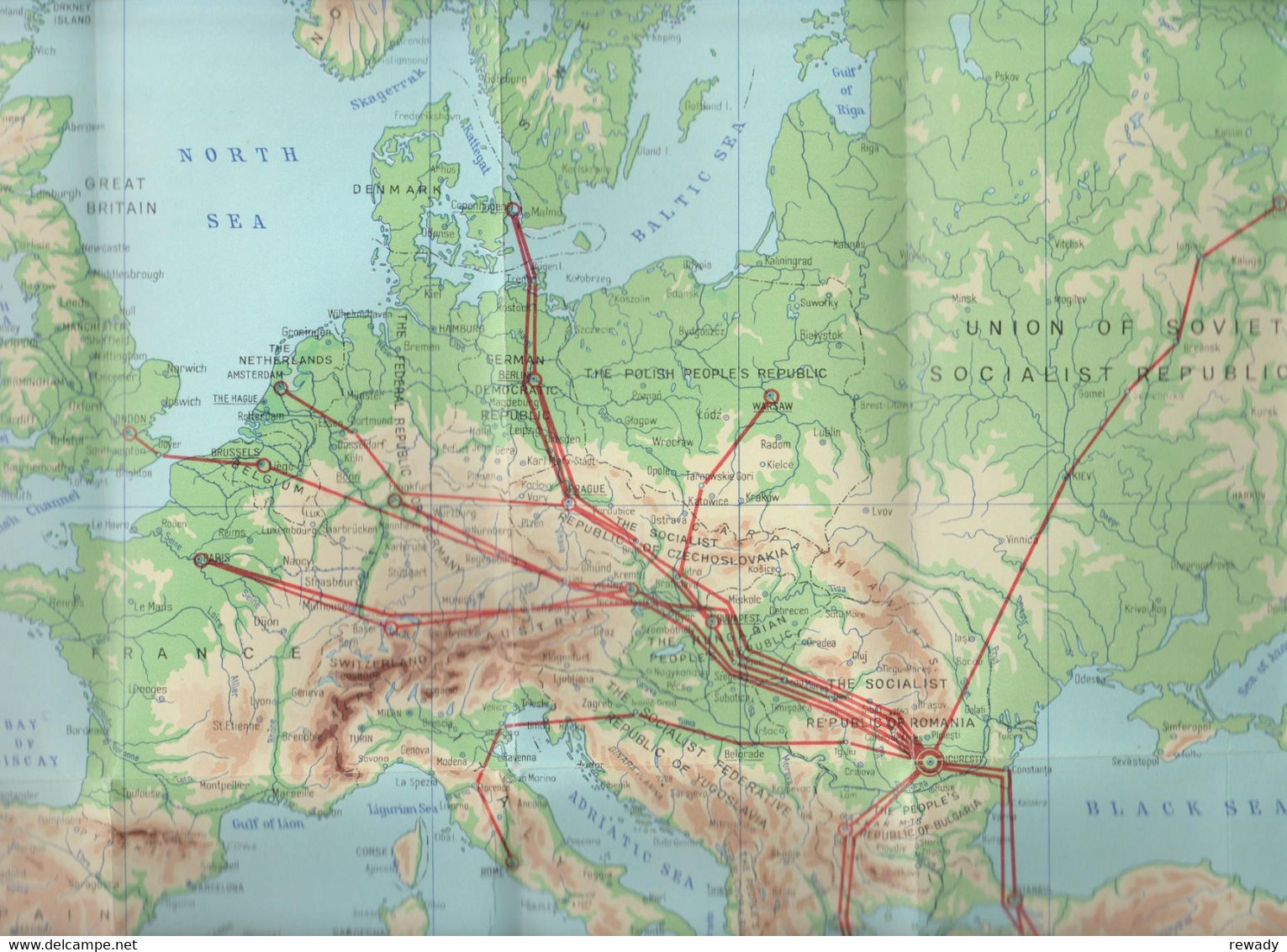 Lot TAROM (Otopeni Bucuresti) - 50 Ani (1920-1970) / Mapa / Harta / Carte Postala / Plic Bilet - Vluchtmagazines